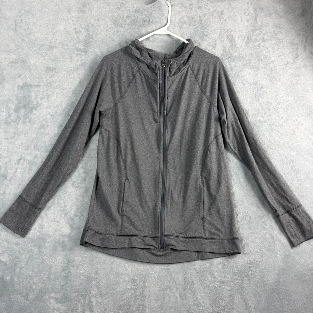 Tek Gear Womens M Gray Zip Hoodie DryTek Activewear Gorpcore Utility Jacket